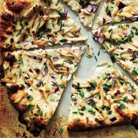 Chicken and Herb White Pizza Recipe | MyRecipes image