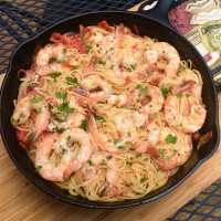 Grilled Shrimp with Fresh Tomato Sauce and Angel Hair Pasta image