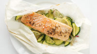 Salmon and Zucchini Baked in Parchment Recipe | Martha Stewart image
