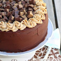 Epic Peanut Butter Cup Cheesecake Cake - Let's Dish Recipes image