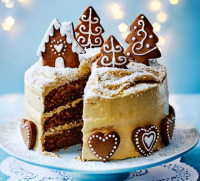 Gingerbread cake with caramel biscuit icing recipe | BBC ... image