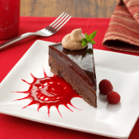 Chocolate Ganache Cake with Raspberry Sauce Recipe: How to ... image
