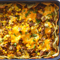 Meat-and-Potato Casserole Recipe: How to Make It - Taste of Home: Find Recipes, Appetizers, Desserts, Holiday Recipes & Healthy Cooking Tips image
