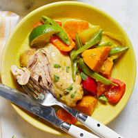 Curried Chicken with Sweet Potatoes & Snap Peas Recipe ... image