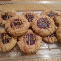 Peanut Butter and Jelly Thumbprint Shortbread Cookies ... image