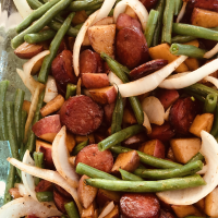Grilled Sausage with Potatoes and Green Beans Recipe | Allrecipes image