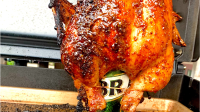 Honey glazed beer can chicken with brown sugar and paprika image