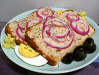 Rye Bread Sandwiches With Tuna, Pickle and Cream Cheese ... image