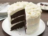 Dark Chocolate Cake with White Chocolate Frosting - Gold ... image