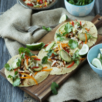 Korean BBQ Chicken Tacos with Sweet Coleslaw - Ready Set Eat image