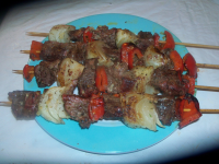 Beef Kabobs With Red Bell Pepper and Sweet Onion Recipe ... image