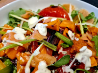 Hot and Cold Smoked Salmon Salad | BBC Good Food image