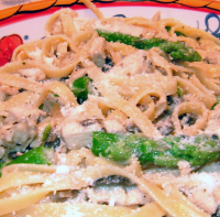 Chicken Alfredo With Mushrooms and Asparagus Recipe - Food.com image