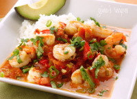 Delicious Healthy Recipes Made with Real Food - Garlic Shrimp in Coconut Milk, Tomatoes and Cilantro - Skinnytaste image