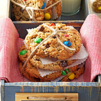 Giant Monster Cookies Recipe: How to Make It - Taste of Home: Find Recipes, Appetizers, Desserts, Holiday Recipes & Healthy Cooking Tips image