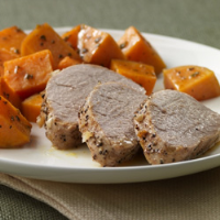 Pork Tenderloin with Roasted Sweet Potatoes - Ready Set Eat image