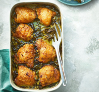 Coconut & turmeric baked chicken thighs recipe | BBC Good Food image