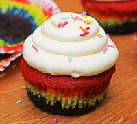 Rainbow cupcakes recipe - BBC Good Food image