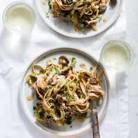 Creamy Fettuccine with Brussels Sprouts & Mushrooms Recipe ... image