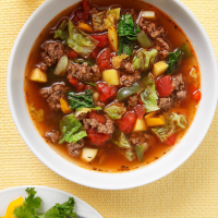 Sweet & Sour Beef-Cabbage Soup Recipe | EatingWell image