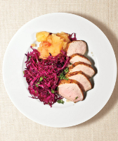 Pork Tenderloin With Red Cabbage and Applesauce Recipe ... image