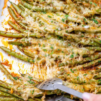 Roasted Balsamic + Cheese Green Beans | Just A Pinch Recipes image