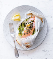 Salmon & leek parcel recipe | BBC Good Food image