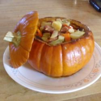 Cinderella Pumpkin Bowl with Vegetables and Sausage Recipe ... image