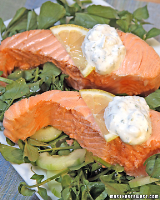 Poached Salmon with Lemon-Caper Herb Sauce | Martha Stewart image