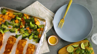Sheet-Pan Salmon with Sweet Potatoes & Broccoli Recipe ... image