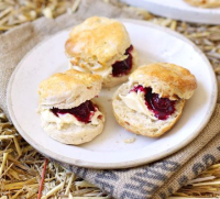Apple scones with blackberry compote recipe | BBC Good Food image