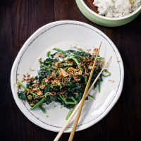Asian Stir-Fried Spinach Recipe - Paul Qui | Food & Wine image