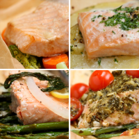 Parchment Baked Salmon 4 Ways | Recipes - Tasty image