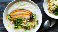 Pork belly congee with ginger and soy Recipe | Good Food image