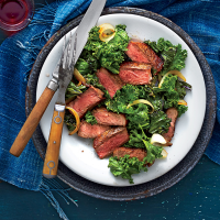 Skillet Steak and Wilted Kale Recipe | MyRecipes image