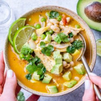 Crockpot Creamy Green Chile Chicken Soup | Clean Food Crush image