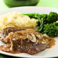 Cube Steak with Mushroom-Sherry Sauce Recipe | EatingWell image