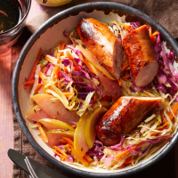 Chicken Sausage with Quick Sauerkraut Recipe | EatingWell image