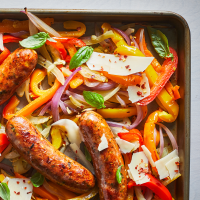 Sheet-Pan Sausage & Peppers Recipe | EatingWell image