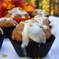 Mini Pumpkin Muffins with Orange Drizzle Recipe | Allrecipes image
