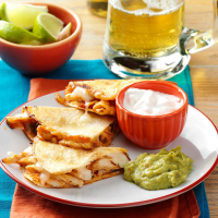 Chicken Quesadillas Recipe: How to Make It - Taste of Home: Find Recipes, Appetizers, Desserts, Holiday Recipes & Healthy Cooking Tips image