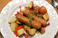 Roasted Sausages, Peppers, Potatoes, and Onions Recipe ... image
