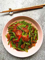 Cantonese Sausage Stir-Fried String Beans recipe - Simple ... image