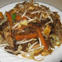 Stir fry clear rice noodle with Chicken - Cambodian Recipe image