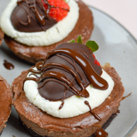 Keto Chocolate Cheesecake with Chocolate Covered Strawberries image