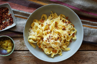 Pasta With Bacon, Cheese, Lemon and Pine Nuts Recipe image