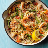 Asparagus 'n' Shrimp with Angel Hair Recipe: How to Make It image