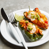 Turkey Enchilada Poblano Peppers Recipe | EatingWell image