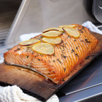 Cedar Plank Grilled Salmon Recipe | EatingWell image