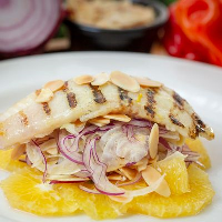 BBQ Lionfish With Orange And Almond Slaw recipe image